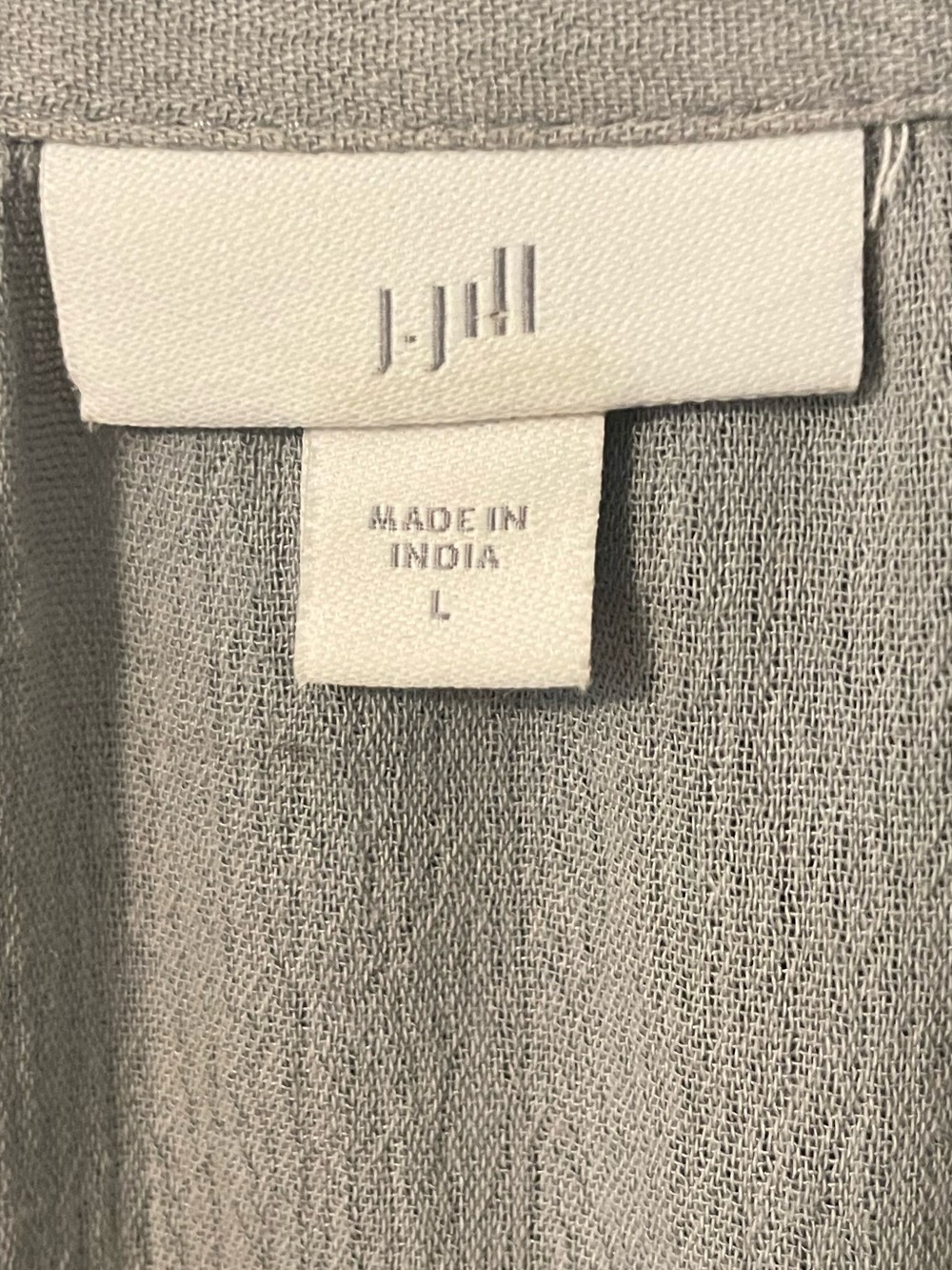 J. Jill Ombré Gray Tie Front Button Down Blouse Cotton Viscose Size Large - Picture 6 of 9